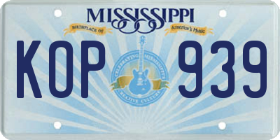 MS license plate KOP939