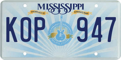 MS license plate KOP947