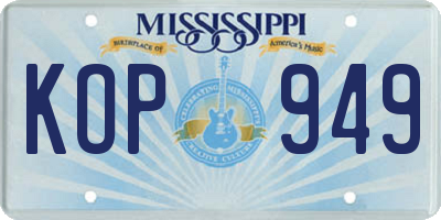 MS license plate KOP949