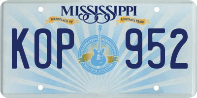 MS license plate KOP952