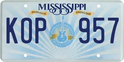 MS license plate KOP957