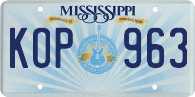 MS license plate KOP963