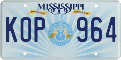 MS license plate KOP964