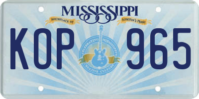 MS license plate KOP965