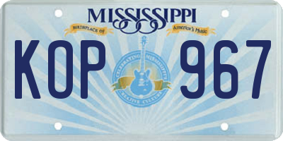 MS license plate KOP967