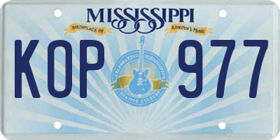MS license plate KOP977