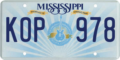 MS license plate KOP978