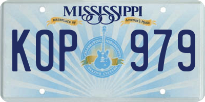 MS license plate KOP979