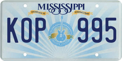 MS license plate KOP995