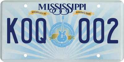 MS license plate KOQ002