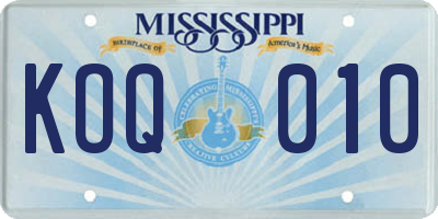 MS license plate KOQ010