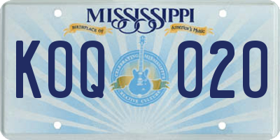 MS license plate KOQ020