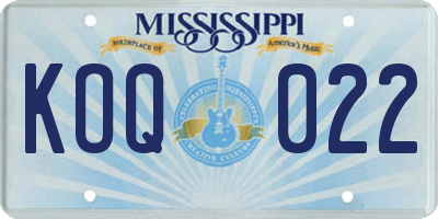 MS license plate KOQ022