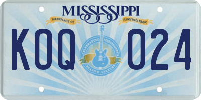 MS license plate KOQ024