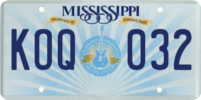 MS license plate KOQ032