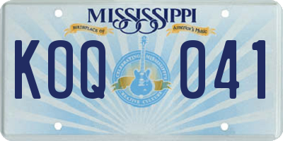 MS license plate KOQ041
