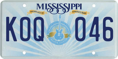 MS license plate KOQ046