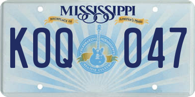 MS license plate KOQ047