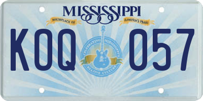 MS license plate KOQ057