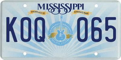 MS license plate KOQ065