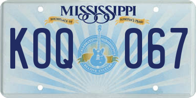MS license plate KOQ067