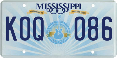 MS license plate KOQ086