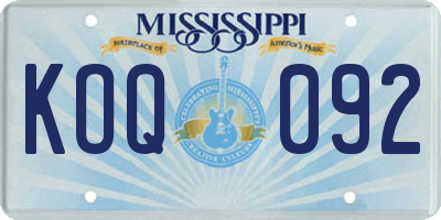 MS license plate KOQ092