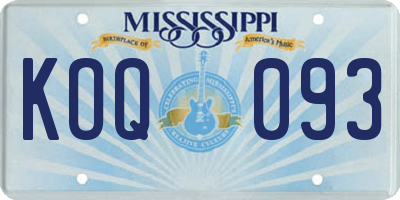 MS license plate KOQ093