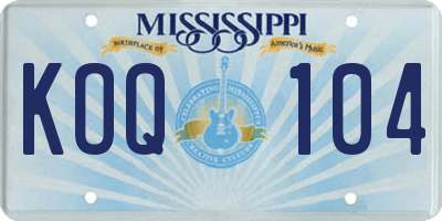 MS license plate KOQ104