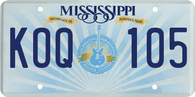 MS license plate KOQ105