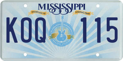 MS license plate KOQ115