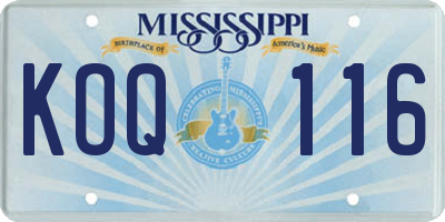 MS license plate KOQ116