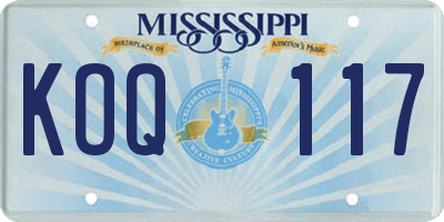 MS license plate KOQ117