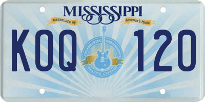 MS license plate KOQ120