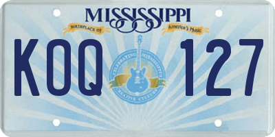 MS license plate KOQ127