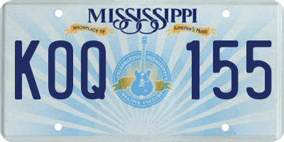 MS license plate KOQ155