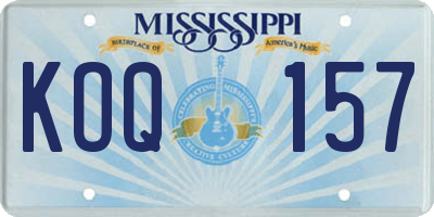 MS license plate KOQ157