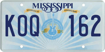 MS license plate KOQ162