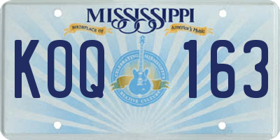 MS license plate KOQ163