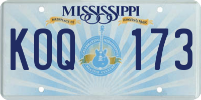 MS license plate KOQ173