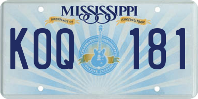 MS license plate KOQ181
