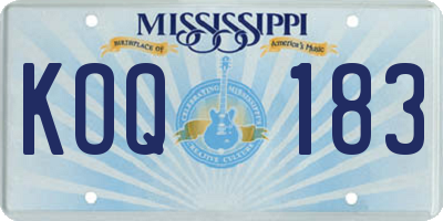 MS license plate KOQ183