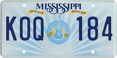 MS license plate KOQ184