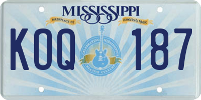 MS license plate KOQ187
