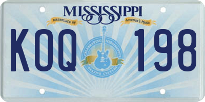 MS license plate KOQ198