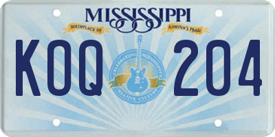 MS license plate KOQ204