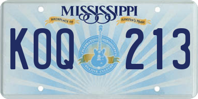 MS license plate KOQ213
