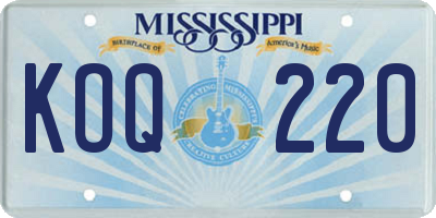 MS license plate KOQ220