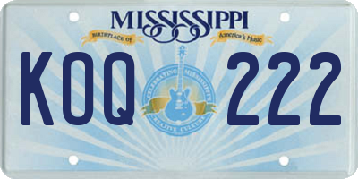 MS license plate KOQ222