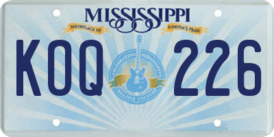 MS license plate KOQ226